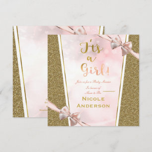 Es ist ein Mädchen Pink & Gold Vintage Mädchen Bab Einladung