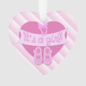 Es ist ein Mädchen Pink Heart Bow Shoes Baby Girl  Ornament (Vorderseite)