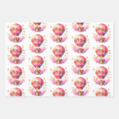 Es ist ein Mädchen | Pink Hot Air Ballon Babydusch Geschenkpapier Set (Vorderseite)