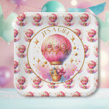 Es ist ein Mädchen | Pink Hot Air Ballon Babydusch