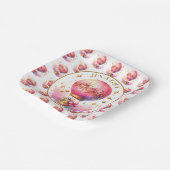 Es ist ein Mädchen | Pink Hot Air Ballon Babydusch Pappteller (Gewinkelt)