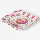 Es ist ein Mädchen | Pink Hot Air Ballon Babydusch Pappteller (Gewinkelt)