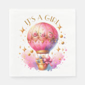 Es ist ein Mädchen | Pink Hot Air Ballon Babydusch Serviette (Vorderseite)
