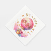 Es ist ein Mädchen | Pink Hot Air Ballon Babydusch Serviette (Ecke)