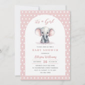 Es ist ein Mädchen | Pink Niedlich Elephant Girl B Einladung (Vorderseite)