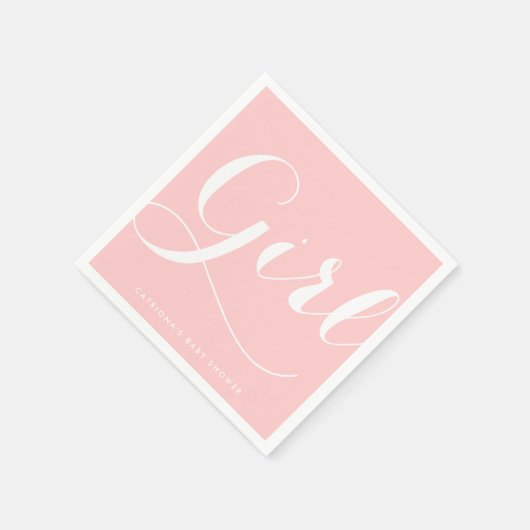 Es ist ein Mädchen | Pink Script Baby Duschpapier  Serviette (Ecke)