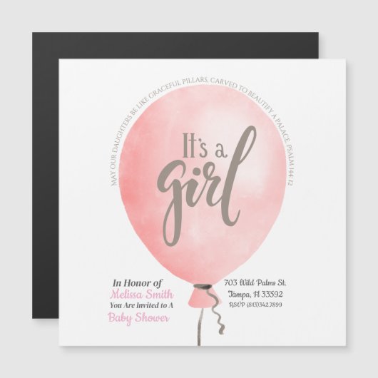 Es ist ein Mädchen Psalm 144:12 Magnet Einladung (Vorne/Hinten)