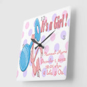 Es ist ein Mädchen - Quadratische Wanduhr (Winkel)