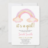 Es ist ein Mädchen Rainbow Baby Shower Einladung (Vorderseite)