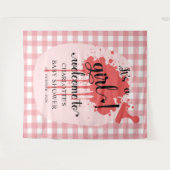 Es ist ein Mädchen! Red Gingham Baby Dusche Hinter Wandteppich (Vorderseite (Horizontal))