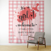 Es ist ein Mädchen! Red Gingham Baby Dusche Hinter Wandteppich (Beispiel)