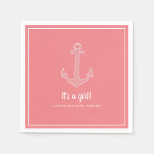 Es ist ein Mädchen Rosa Baby Shower Servietten im