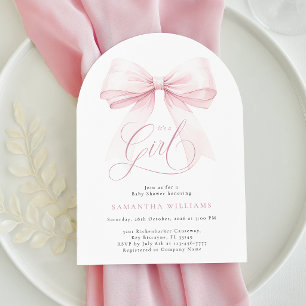 Es ist ein Mädchen - Rosa Bogen Baby Shower Einladung