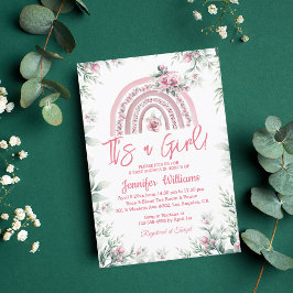Es ist ein Mädchen rosa boho blumige Babydusche Re Einladung
