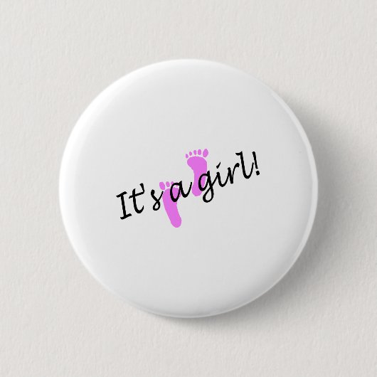 Es ist ein Mädchen (rosa Füße) Button (Vorderseite)