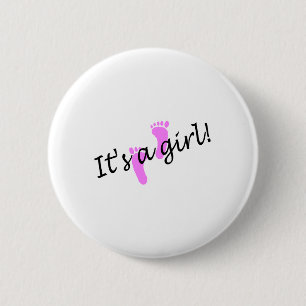 Es ist ein Mädchen (rosa Füße) Button