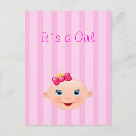 Es ist ein Mädchen - Rosa Geburtsankündigung Postk Ankündigungspostkarte