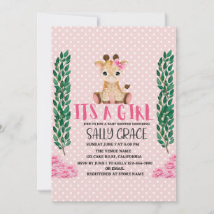 Es ist ein Mädchen, rosa, Giraffe, Babydusche Einladung