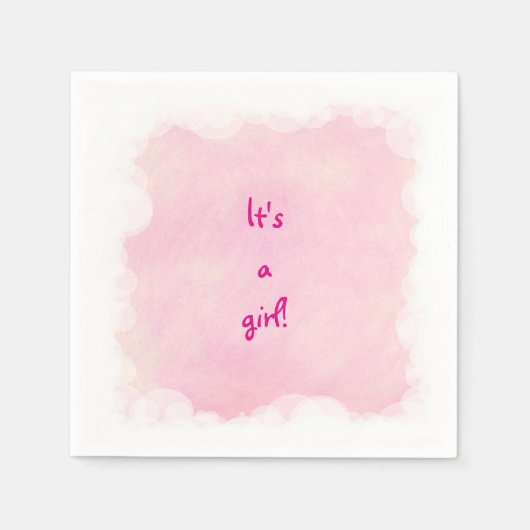Es ist ein Mädchen rosa mischt weiße Wolken Bläsch Serviette (Vorderseite)