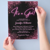 Es ist ein Mädchen, rosa neonfarbene schicke Babyd Flyer (Hand)