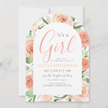 Es ist ein Mädchen - Rosa Rosen Blumen Baby Shower