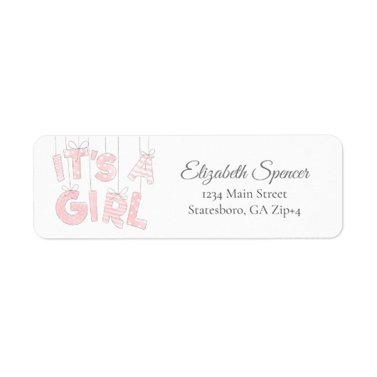 Es ist ein Mädchen | Rosa Rücksendeadresse (Vorne)