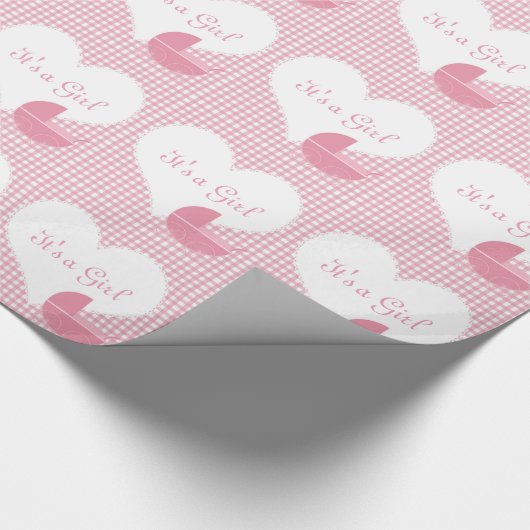 Es ist ein Mädchen-Rosa-Spaziergänger Geschenkpapier (Ecke)