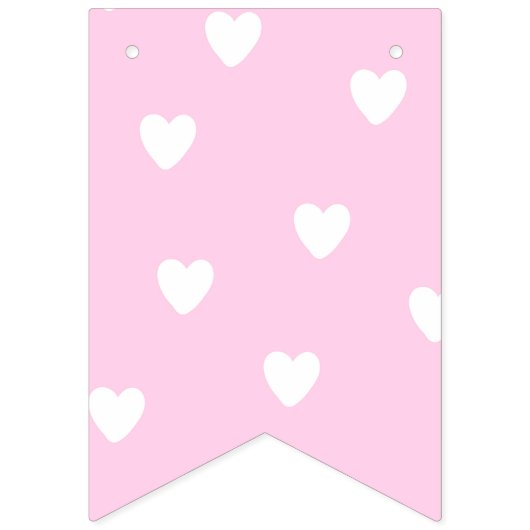 Es ist ein Mädchen! | Rosa Streifen & Herz Geburts Wimpelkette (Zweite Fahne)