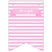 Es ist ein Mädchen! | Rosa Streifen & Herz Geburts Wimpelkette (Erste Fahne)