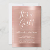 Es ist ein Mädchen! - Rose Gold Foil Babydusche Einladung (Vorderseite)
