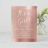 Es ist ein Mädchen! - Rose Gold Foil Babydusche Einladung (Stehend Vorderseite)
