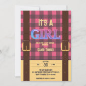 Es ist ein Mädchen Rustic Lumberjack Flannel Baby Einladung (Vorderseite)