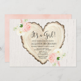 Es ist ein Mädchen rustikale Blumenvalentine Herzd Einladung