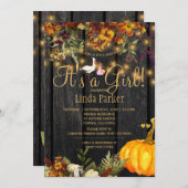 Es ist ein Mädchen rustikale Kürbiskuppeldusche Einladung (Vorne/Hinten)