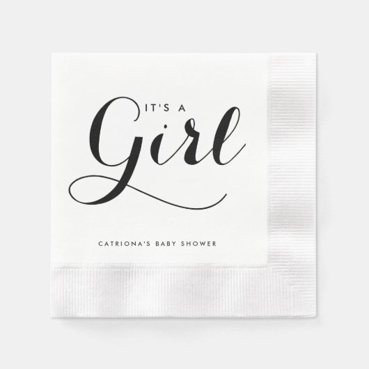 Es ist ein Mädchen | Script Baby Showpapier Napkin Serviette (Vorderseite)
