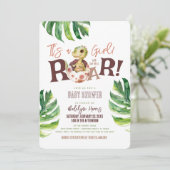 Es ist ein Mädchen Sie wird Roar Dinosaur Egg Baby Einladung (Stehend Vorderseite)