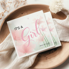 Es ist ein Mädchen Soft Blush Rosa Blumen  Serviette