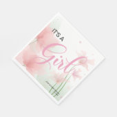 Es ist ein Mädchen Soft Blush Rosa Blumen Serviette (Ecke)