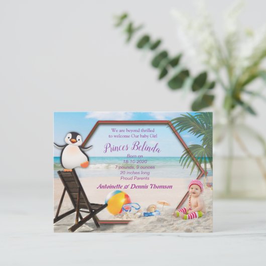 Es ist ein Mädchen - Sommerweihnachtskind Postkarte (Stehend Vorderseite)