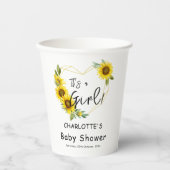 Es ist ein Mädchen! Sonnenblumen Frame Baby Dusche Pappbecher (Vorderseite)