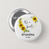 Es ist ein Mädchen! Sonnenblumenrahmen Button (Vorne & Hinten)