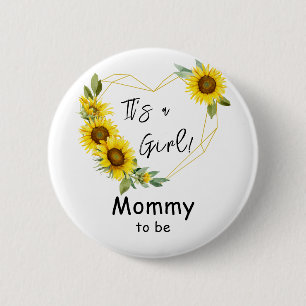 Es ist ein Mädchen! Sonnenblumenrahmen werdende Mu Button