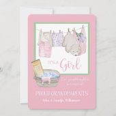 Es ist ein Mädchen - stolz Großeltern Ankündigung (Vorderseite)