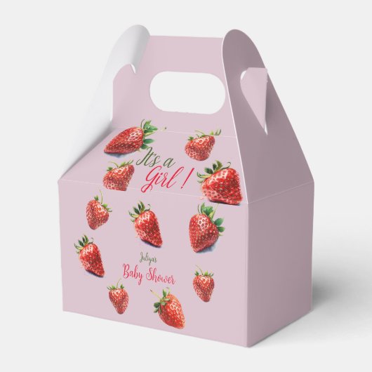Es ist ein Mädchen Strawberry Babydusche Geschenkschachtel (Vorderseite)