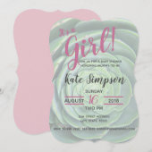 Es ist ein Mädchen! Sukkuläre Babydusche einladen Einladung (Vorne/Hinten)