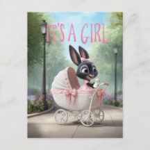 Es ist ein Mädchen: Süße Baby-Bunny-Rosa-Vintage-K