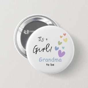 Es ist ein Mädchen! Süße und bunte Herzen Oma-in-s Button