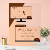 Es ist ein Mädchen! Süßer Bär Computerbildschirm B Acrylschild (Hochzeit)