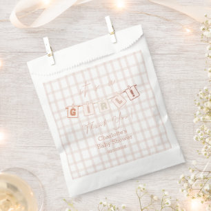 Es ist ein Mädchen Süßes braunes Gingham Notedry B Geschenktütchen
