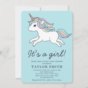 Es ist ein Mädchen Süßes Einhorn Baby Shower Einla Einladung